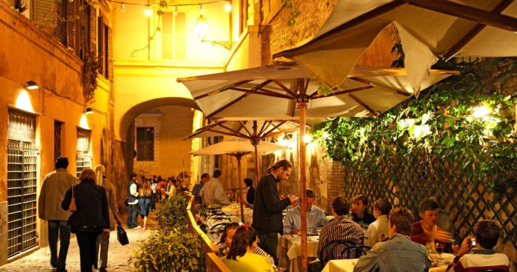 Outside Dining in Rome’s Trastevere Neighborhood